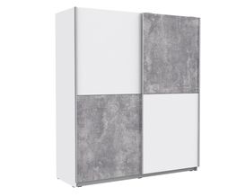 Schwebetürenschrank "Felm" Betonoptik grau/weiß