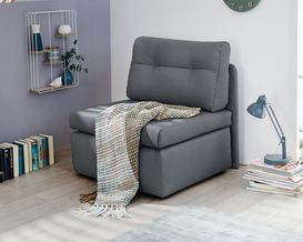 Verwandlungssessel "Jannis" grau, ca. 80 x 200 cm, Liegefunktion und Bettkasten