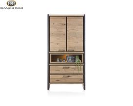 Schrank "Metalo"  Henders & Hazel Eiche braun/Metall schwarz, Soft Close, LED Beleuchtung