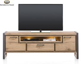 Lowboard "Metalo"  Henders & Hazel Eiche braun/Metall schwarz, Soft Close, LED Beleuchtung