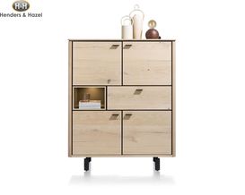 Highboard "Livada" Henders & Hazel Wildeichen Furnier Natur, LED Beleuchtung
