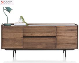 XOOON Sideboard "Halmstad", Eichenholz mit schwarzem Metallgestell, ca. 190 x 60 cm