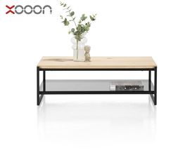 XOOON Couchtisch "Modali" mit Eichenplatte und Glasplatte