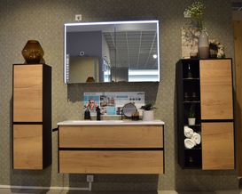 Pelipal Badkollektion 6010, Halifax Eiche quer Nachbildung, Schwarz Matt