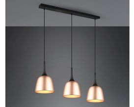 Pendelleuchte "Chiron", 3-flg., Messing matt/Aluminium