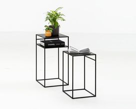 Beistelltisch-Set "Brisbane" aus schwarzem Stahlrohr und Metall