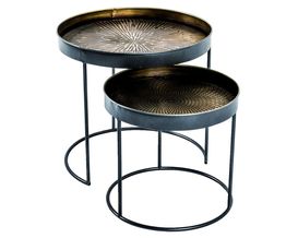 Beistelltisch-Set "Hamburg", Schwarz/Kupferfarben
