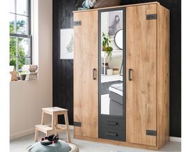 Drehtürenschrank "Wilma" mit Spiegeltür und 2 Schubkästen