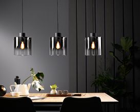 Pendelleuchte "Beth" Höhenverstellbar, Rauchglas