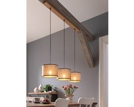 Pendelleuchte "Rijeka" Metall/Eiche