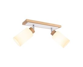 Deckenleuchte "Brianna", Eiche geölt, Metall, Glas