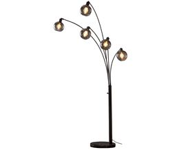 Stehlampe "Seymour". Rauchglas, Fuß Marmor schwarz