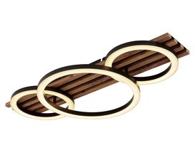 LED-Deckenleuchte "Tisha", 3-flammig, Holzoptik