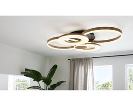 Interliving Deckenleuchte 9345, mattweiß/mattschwarz/holzfarbenes Aluminium