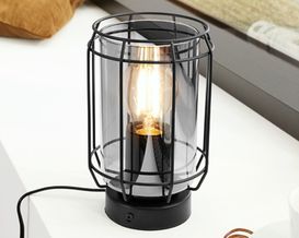 Interliving 9331 Tischleuchte, Metall/Rauchglas