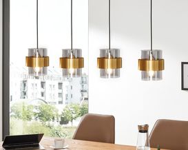 Interliving Leuchtenserie 9333 Pendelleuchte, Metall schwarz, Messingring, Glas