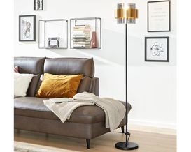 Interliving Leuchtenserie 9333 Stehleuchte, Metall schwarz, Messingring, Glas