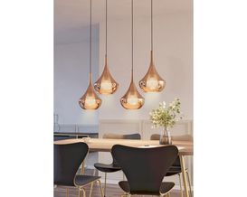 Pendelleuchte "Almoster", Glas bedampft kupferfarben