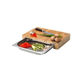 Profi-Schneidebrett, Gummibaum, mit Auffangschale aus Edelstahl