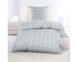 Biber-Wende-Bettwäsche  Rauten silber/weiß