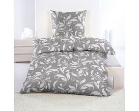 Biber-Wende-Bettwäsche Ornamente anthrazit/silber, Reißverschluss