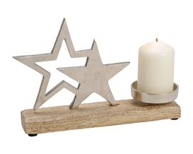 Kerzenhalter Metall/Holz ca. 25x16 cm