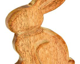 Hasenfigur aus Mangoholz, ca. 15x20x3 cm