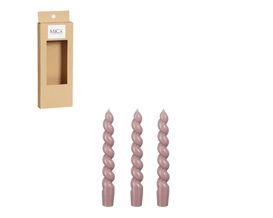 3er-Set Spitzkerzen "Twist" dunkelrosa