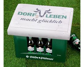 Bierkasten Sitzpolster "Dorfleben", ca. 34x44 cm