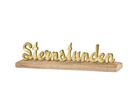 Schriftzug "Sternstunden" aus Mangoholz/Aluminium