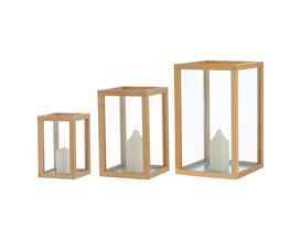 Laterne aus Pinienholz/Glas, ca. 25x41 cm