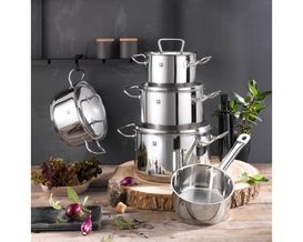 5-teiliges Topfset "Twin Classic", Edelstahl 18/10, mit Füllskala