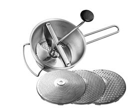 Passiergerät aus Edelstahl inkl. 3 wechselbarer Lochscheiben