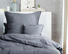 Renforce Bettwäschegarnitur "Stonewash" anthrazit, ca. 155x220 cm