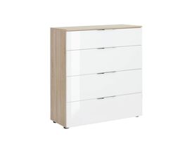 Kommode "Menden" Sonoma Eiche-Weißglas, 4 Schubladen
