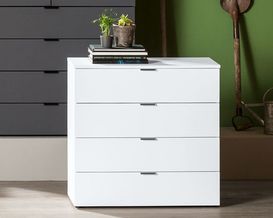 Kommode "Edinburgh" polarweiß/Griffe graphit , 4 Schubladen