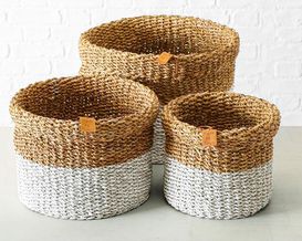 Runder Dekokorb aus Seegras, ca. 30 cm hoch