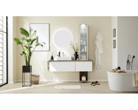 Interliving Badkollektion 7357, weiß, Eiche-Havanna-Nachbildung