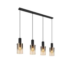 Pendelleuchte "Florentina", Metall schwarz, Rauchglas