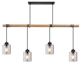 Pendelleuchte "Hadera", Metall/Glas/Holz