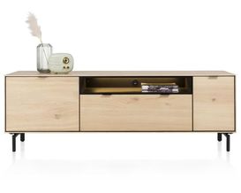 XOOON Elements, Lowboard 180 cm - zum aufhängen + 1-Tür + 1-Lade + Klappe + 1-Nische + Led inkl Metallfüße