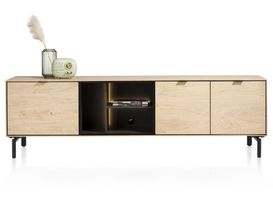 XOOON Elements, Lowboard 210 cm. - zum aufhängen + 2-Türen + Klappe + 3-Nischen + Led inkl Metallfüße