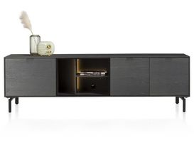 XOOON Elements, Lowboard 210 cm. - zum aufhängen + 2-Türen + Klappe + 3-Nischen + Led inkl Metallfüße