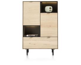 XOOON Elements, Highboard 90 cm. - 2-Türen + 1-Lade + 2-Nischen + Led inkl. Metallfüße