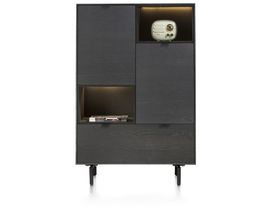 XOOON Elements, Highboard 90 cm. - 2-Türen + 1-Lade + 2-Nischen + Led inkl. Metallfüße