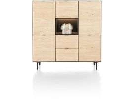 XOOON Elements, Highboard 150 cm - 5-Türen + 2-Laden + 1-Nische + Led inkl. Metallfüße