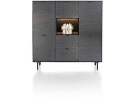 XOOON Elements, Highboard 150 cm - 5-Türen + 2-Laden + 1-Nische + Led inkl. Metallfüße