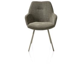 XOOON Odin, Armlehnstuhl - Metall Gestell RAL 7034 - Graugrün - Stoff Vada Mossgrün