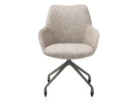 XOOON Mats, Armlehnstuhl - Aluminium Gestell graphit + Rollen - Stoff Luton crème