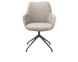 XOOON Mats, Armlehnstuhl - Aluminium Gestell - drehbar graphit - Kombi Pala cognac + Luton kupfer